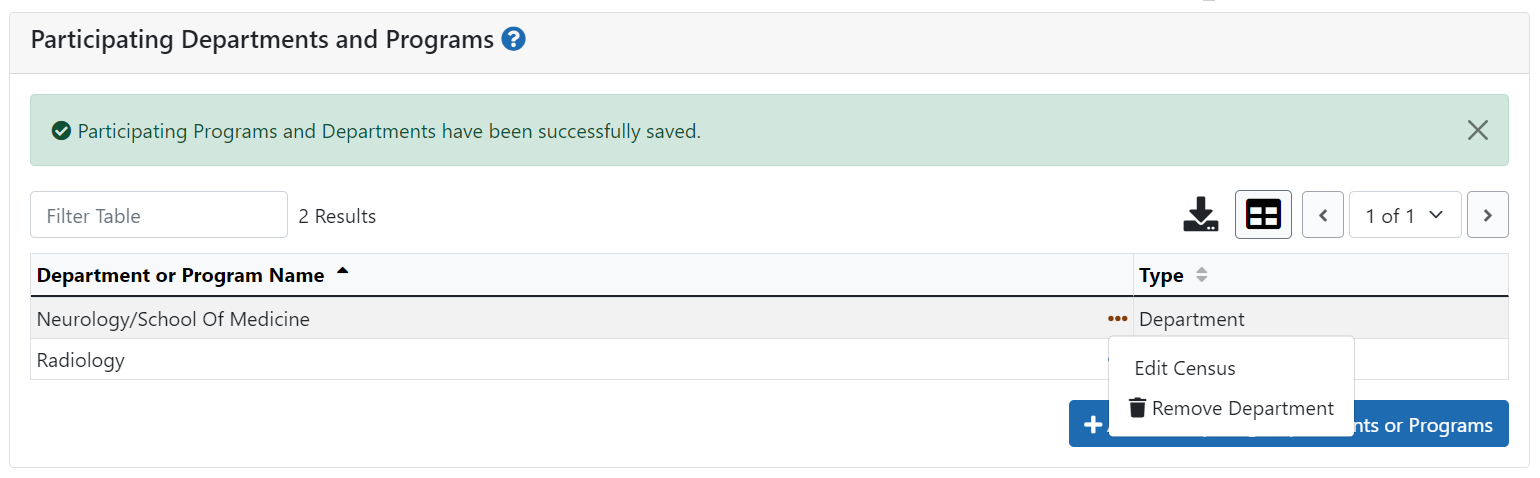Edit Button for Programs and Departments