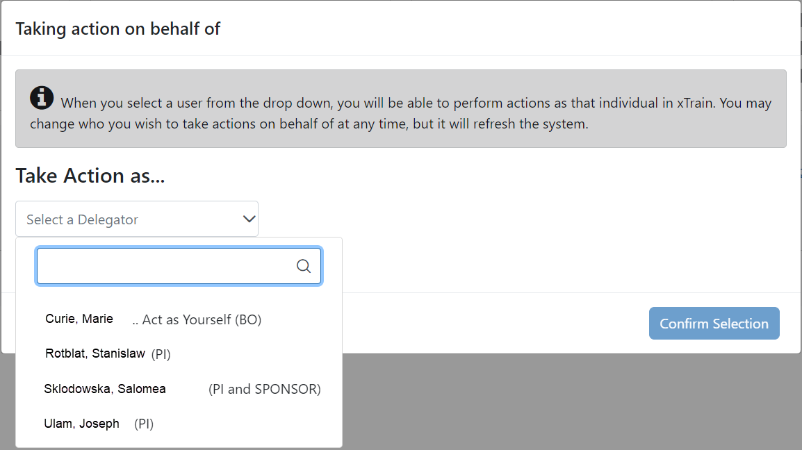 Taking action on behalf of screen with drop-down displayed