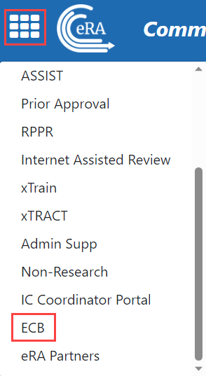 Apps menu with xTrain highlighted
