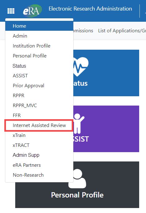 "Internet Assisted Review" in drop-down menu
