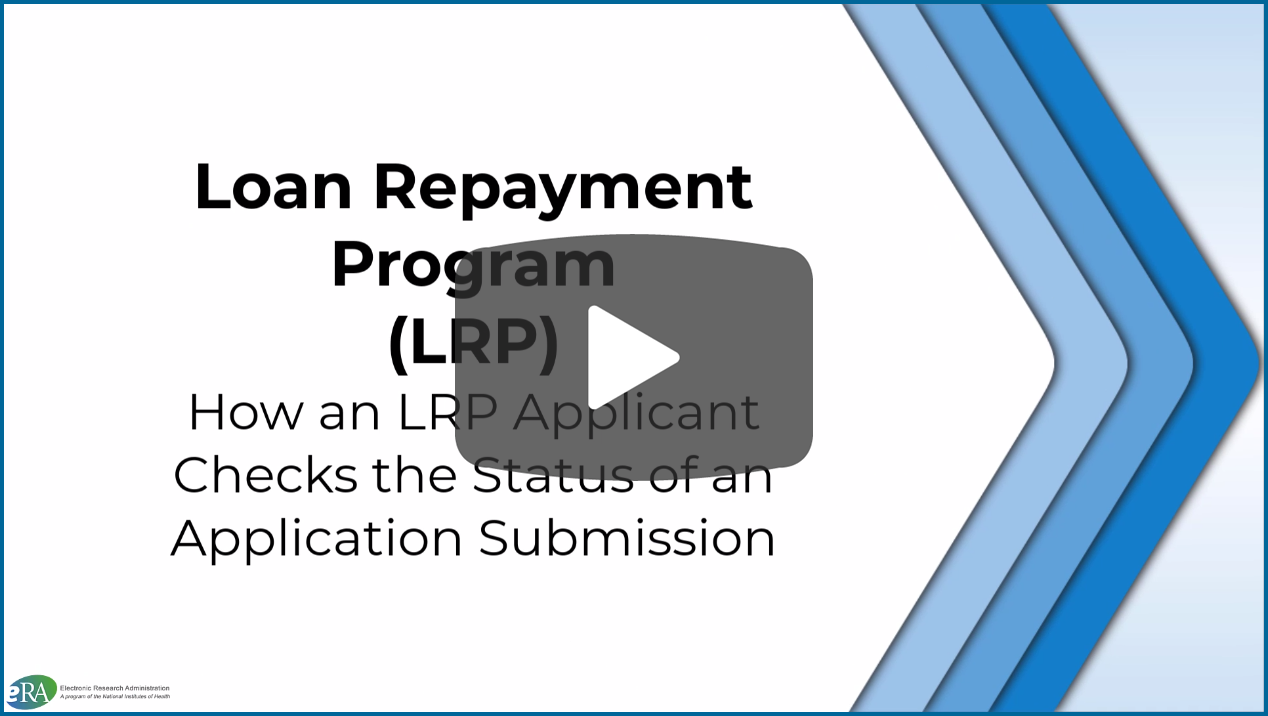 Video: Loan Repayment Program - Extramural Application Submission