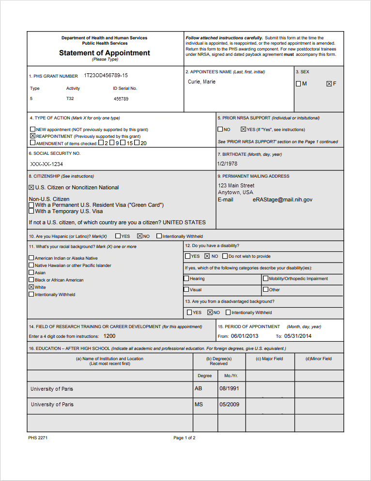 2271 Appointment Form