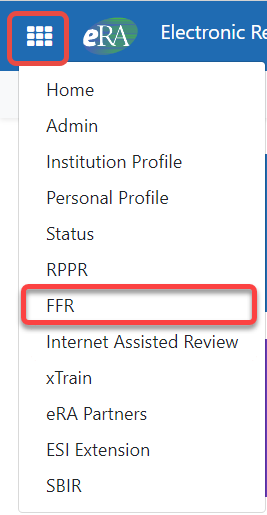 Accessing FFR from the apps icon