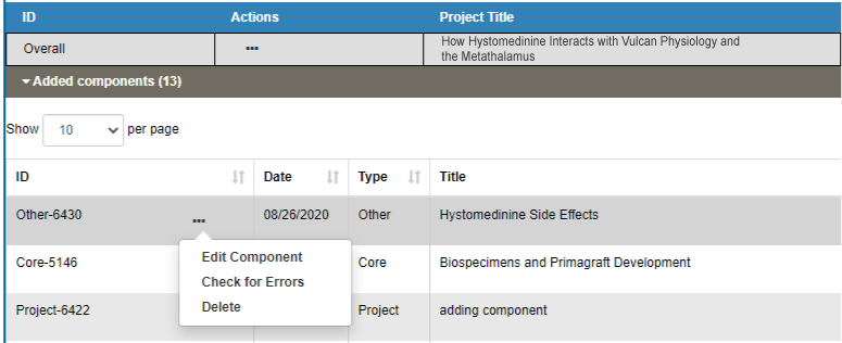 Figure 5: Actions on Individual Components (click image to see full size)