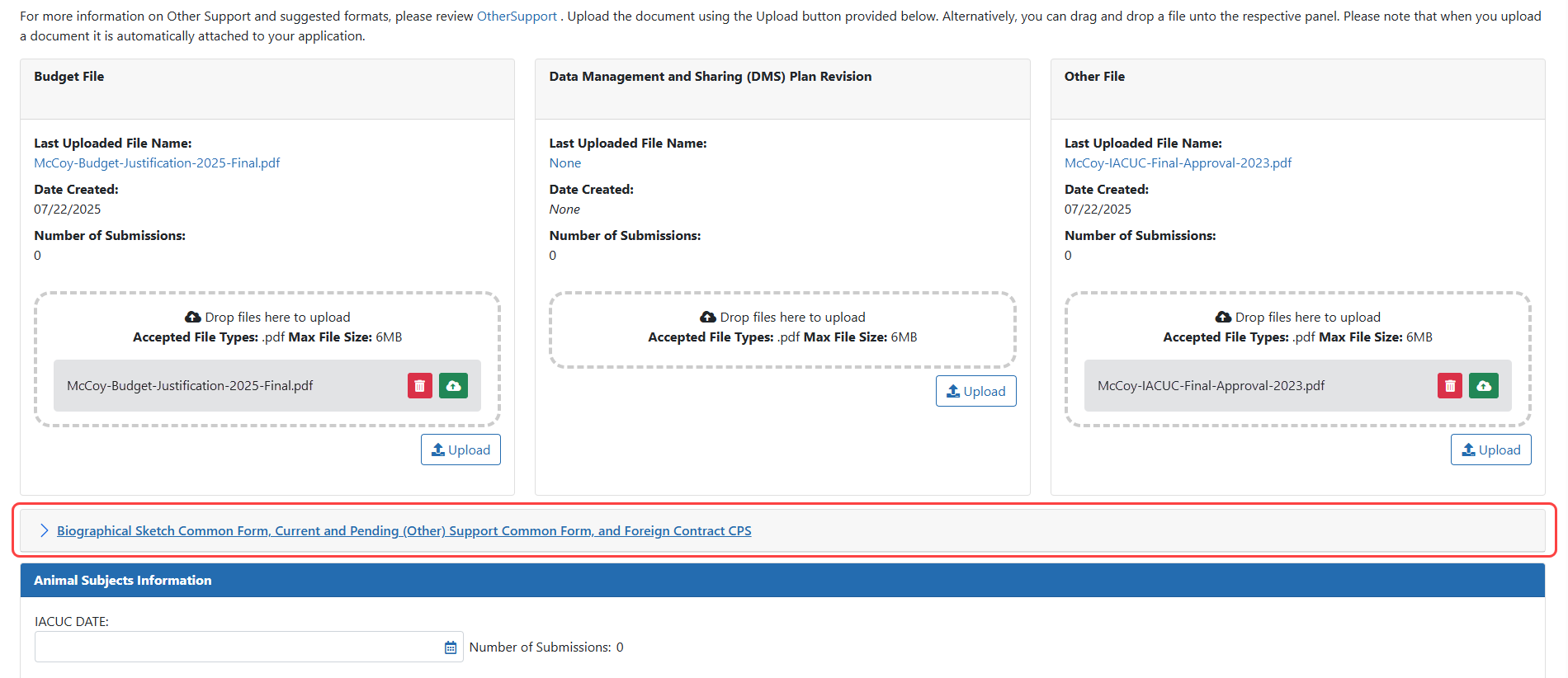 New Biographical Sketch Common Form, Current and Pending (Other) Support Common Form, and Foreign Contract CPS section in JIT.