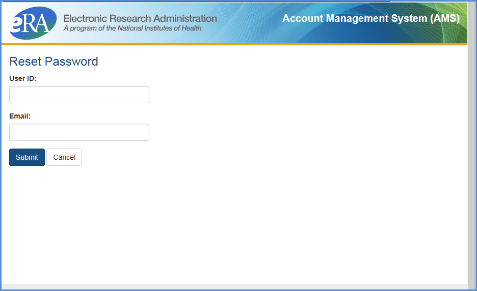 The Reset Password screen for when users lock themselves out of their account due to three failed log-in attempts, or have forgotten their password