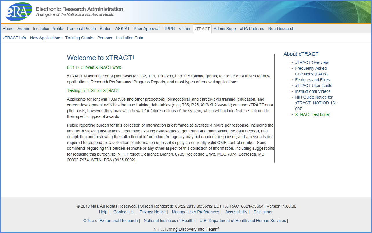xTRACT landing page.