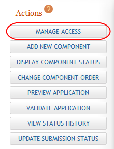 The Actions panel is displayed showing the Manage Access button