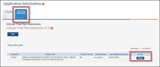 Accessing a specific study record in HSS